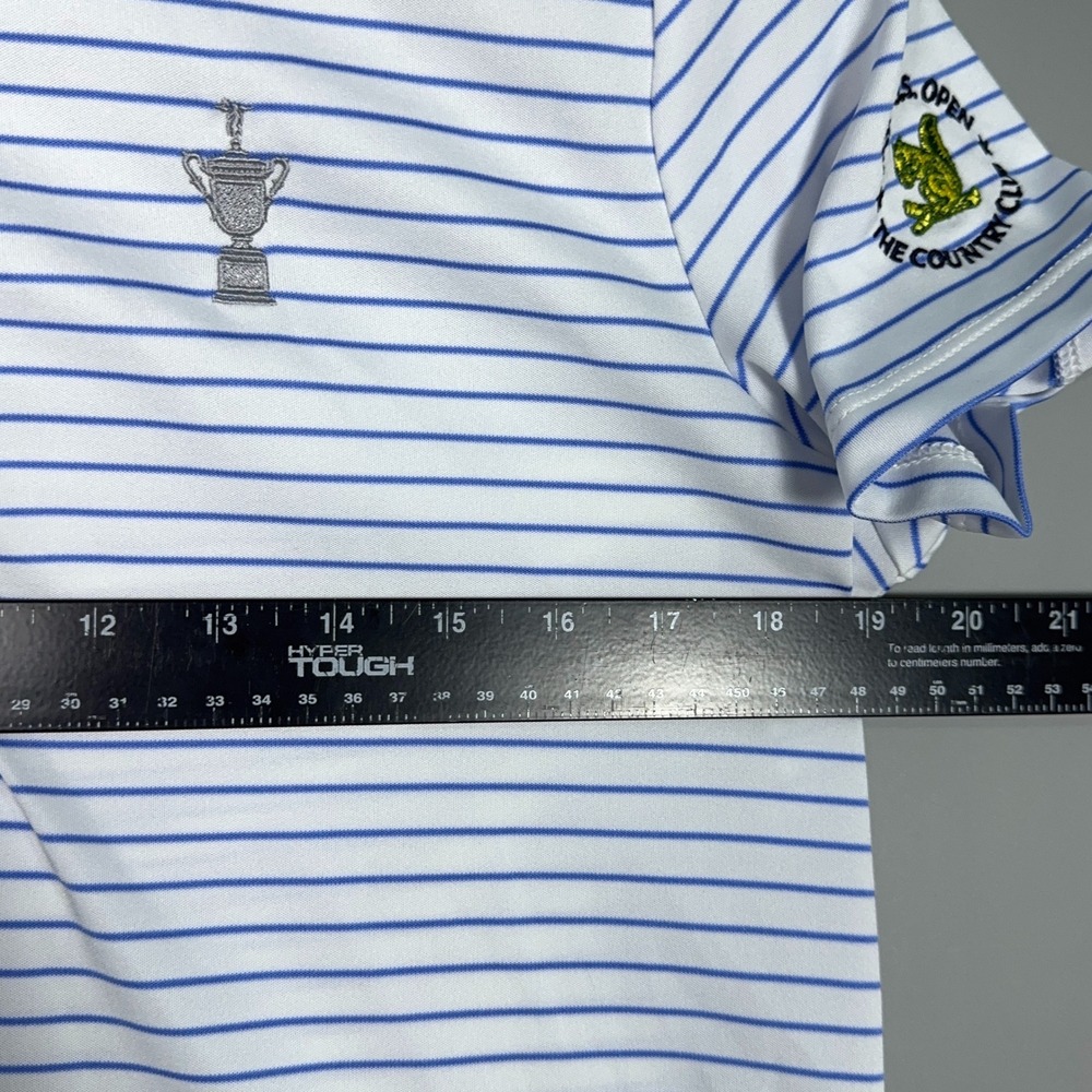 Polo Ralph Lauren 122nd US Open Polo Shirt Mens Size Medium Striped Blue Preppy - Picture 5 of 9